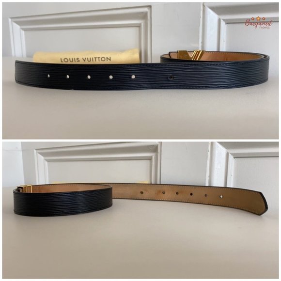Authentic Louis Vuitton Black Epi Calfskin Leather Essential V Buckle Belt 80/32 main image 4